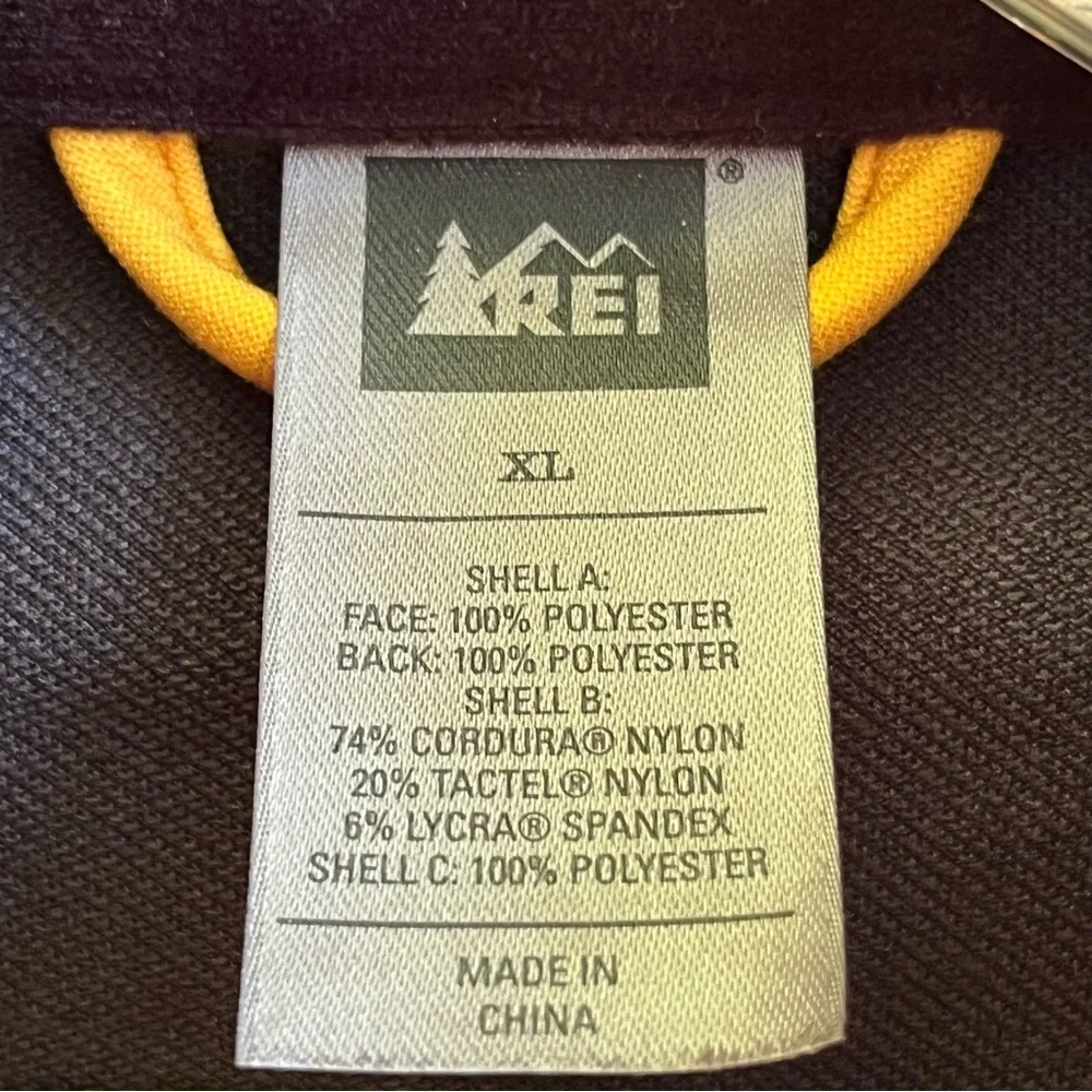 REI Softshell Pullover‎ Jacket Men XLThumbholes Yellow Layering Zip Hiking Cycle